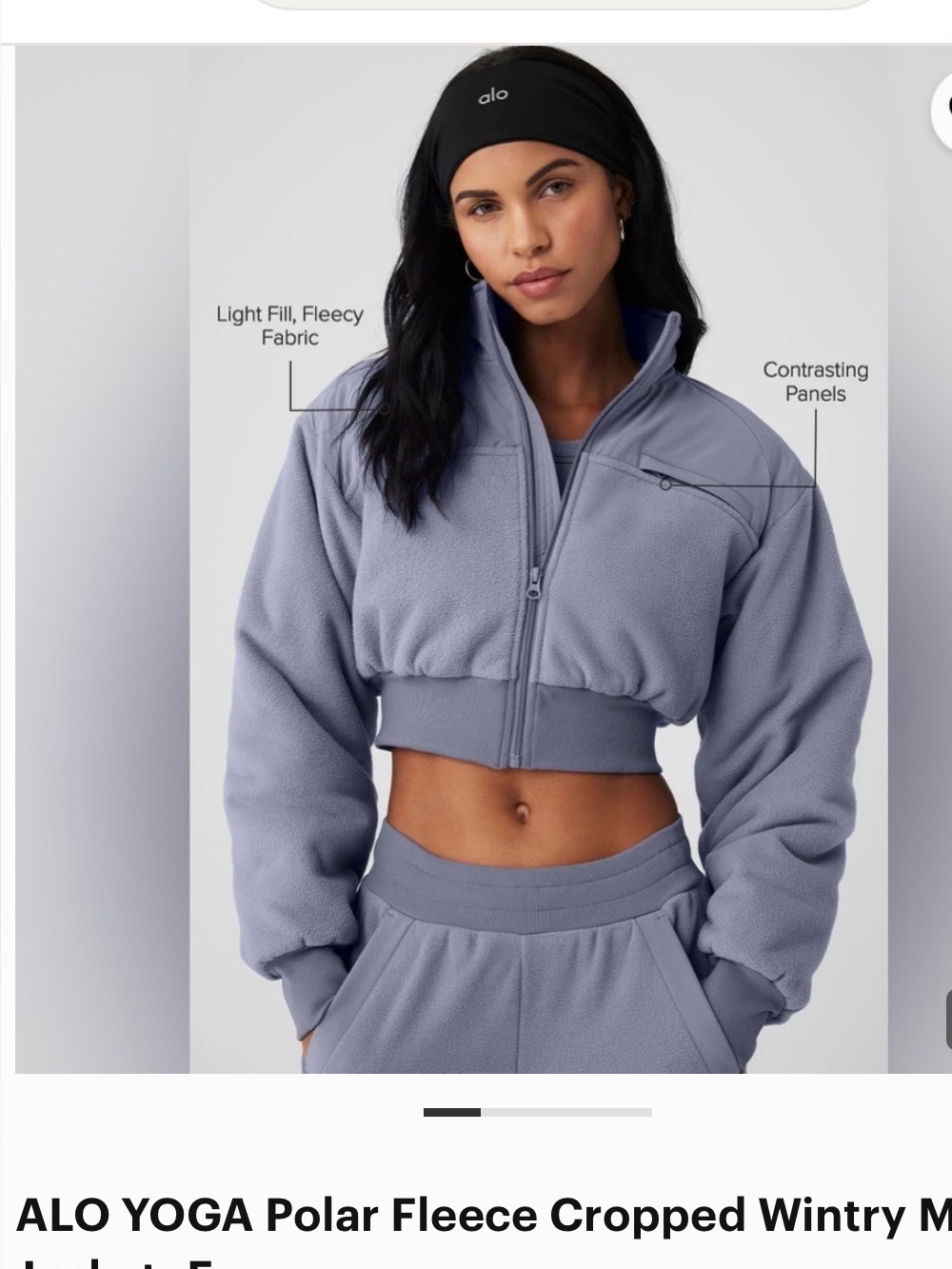 ALO Yoga Cropped Polar Fleece Jacket in Fog